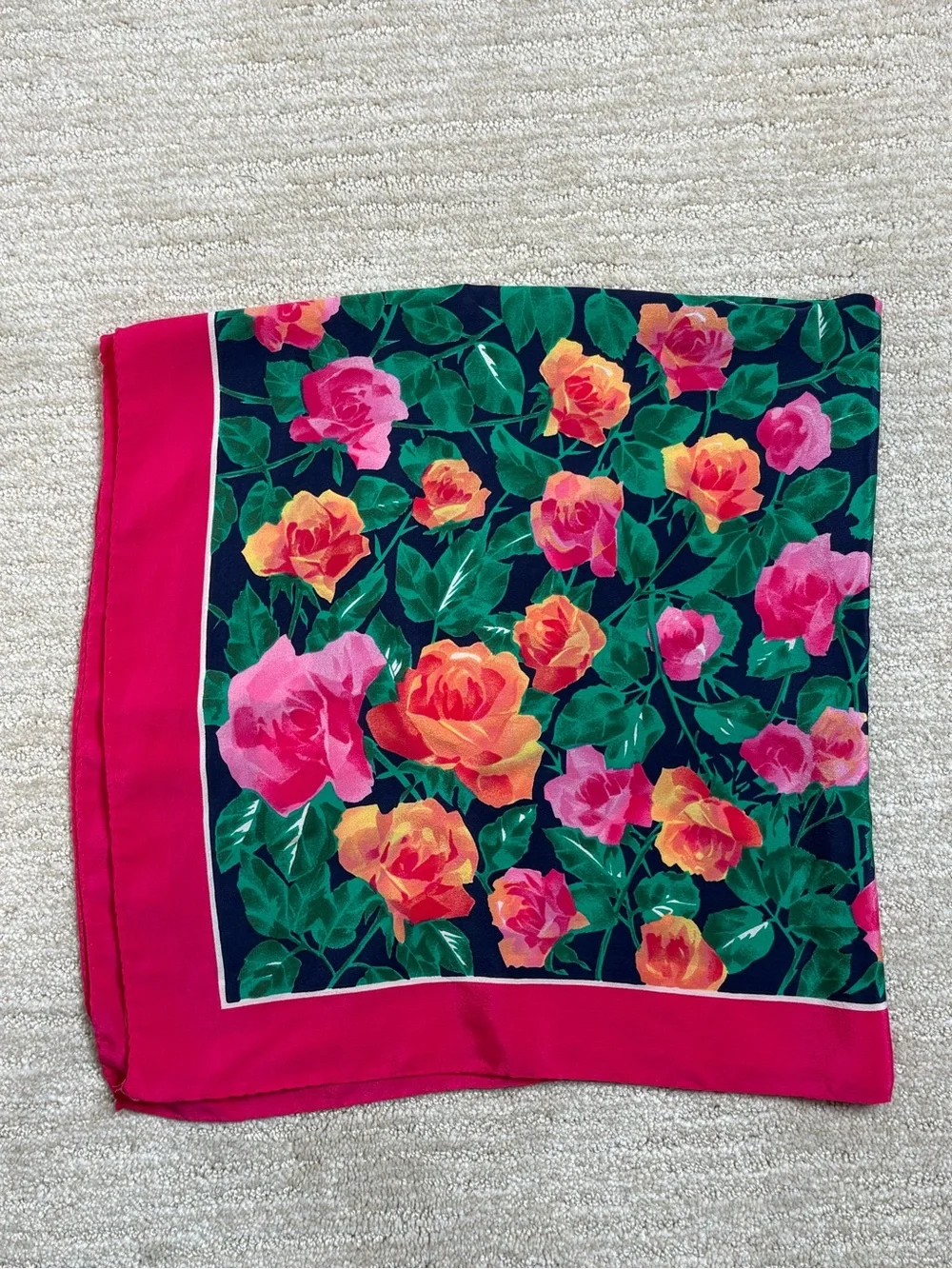 Rose Floral Print Square Chiffon Scarf 29